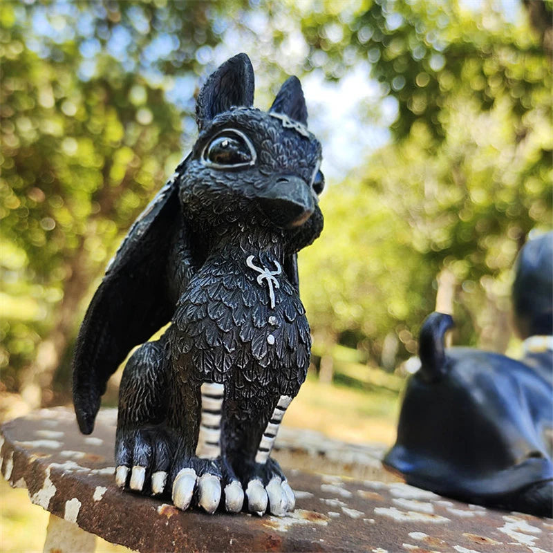 Goth Black Dragon Snake Griffin Unicorn Statue | Unique Home Decor