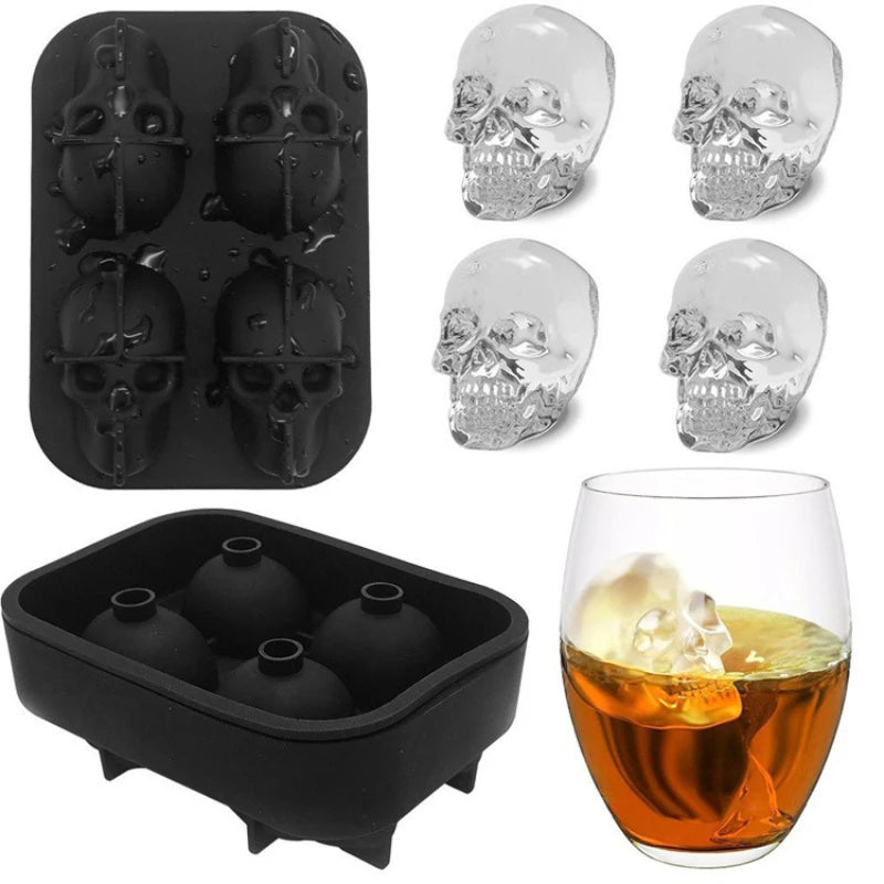 3D Skull Silicone Mold Ice Cube Tray for Chilling Drinks