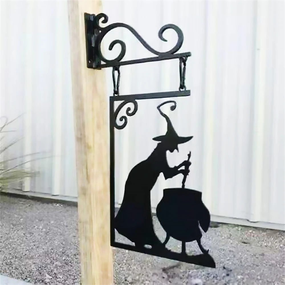 Witch Iron Garden Corner Sign