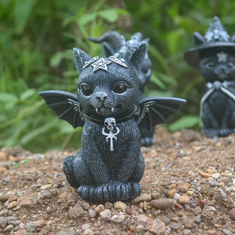 Witchy Cat Sculpture Lawn Figure