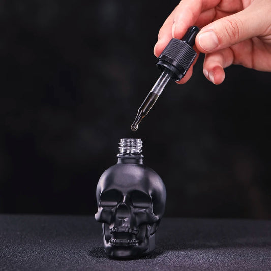 Glass Skull Dropper Bottle- Black or Transparent