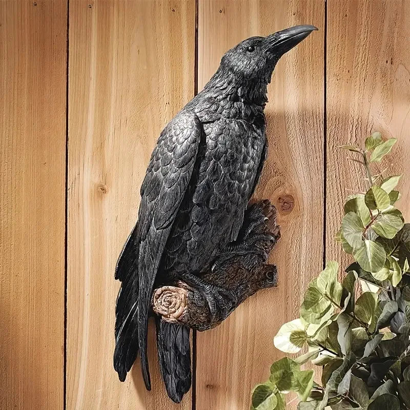 Black Crow Perch Wall Sculpture | Elegant & Mysterious Wall Art