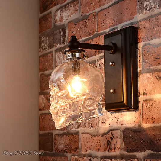 Skull Clear Glass Bottle Wall Light Fixture | Unique Home Lighting