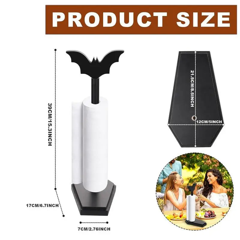 Bat Paper Towel Stand With Coffin Base | Kitchen Accessory 