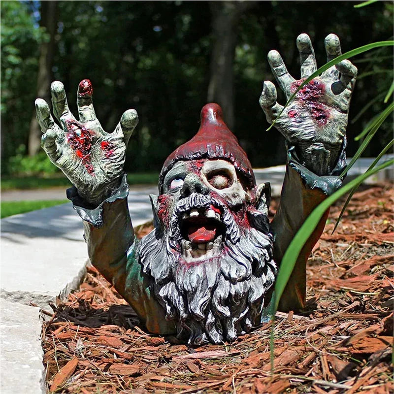 Zombie Gnome | Elf Horror Statues Outdoor Garden Resin Ornament