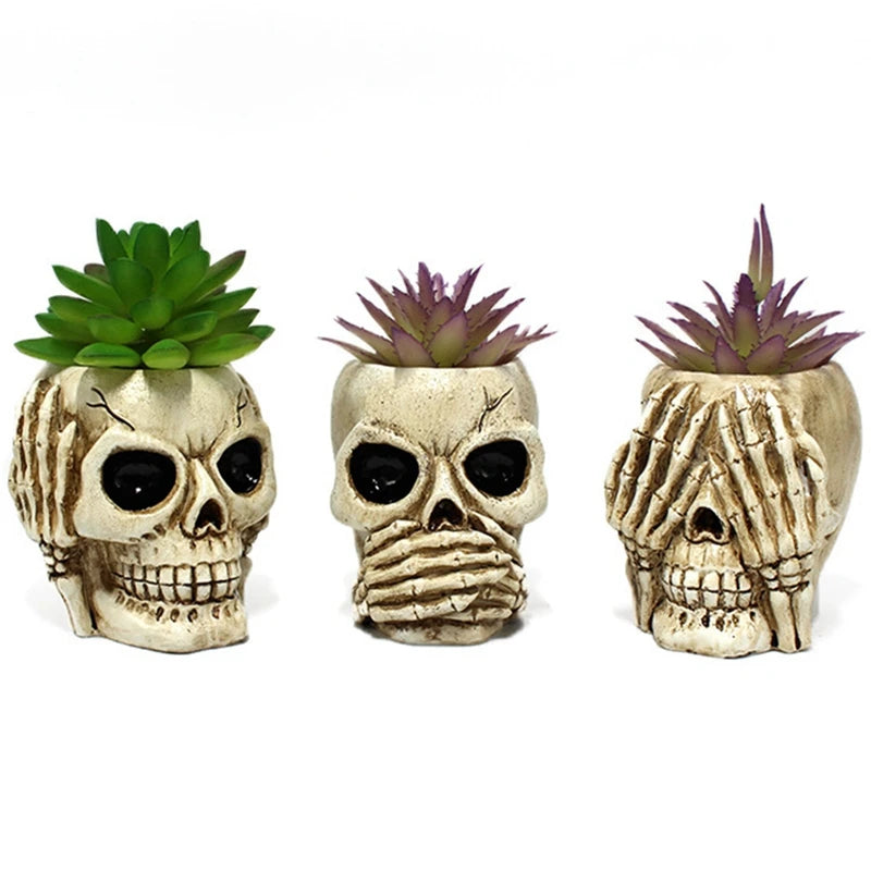 See no Evil, Speak no Evil, Hear no Evil Skull Planters