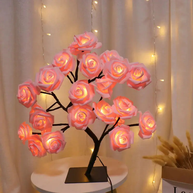 Rose Flower Tree 24 LED Table Lamp | Romantic Decor