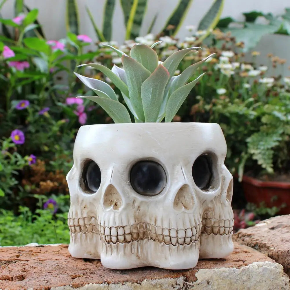 Realistic Multi-face Skull Planter | Unique Garden Decor