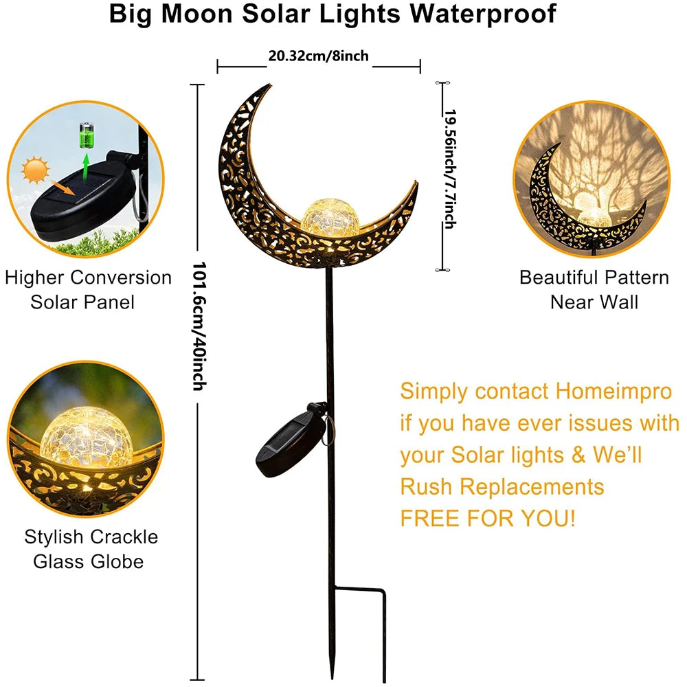 Crescent Moon LED Solar Lawn Light | Outdoor Lighting