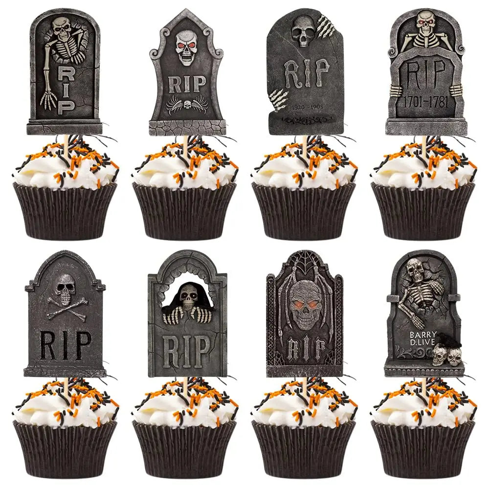 Horror Cake Decor: Cupcake Toppers & Wrappers for a Spooky Party