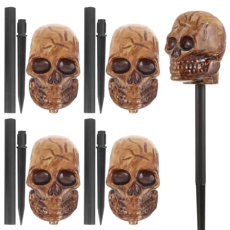 Skull Lawn Lamp Stakes (5 Pack) (White or Brown)