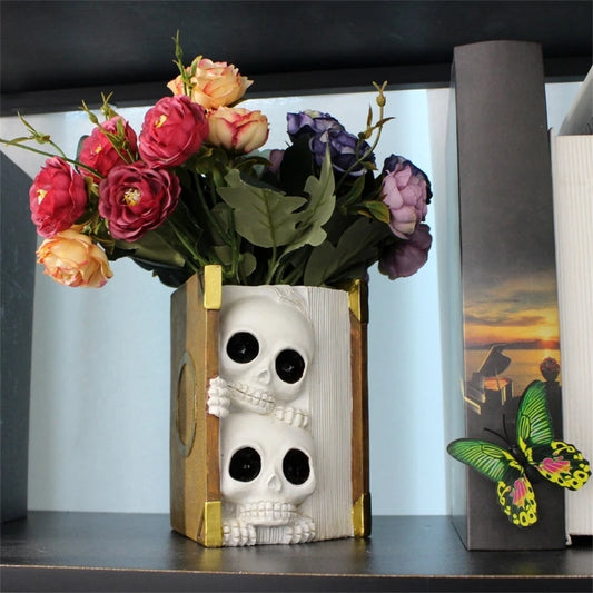 Skull in Books Planter - Doom and Bloom