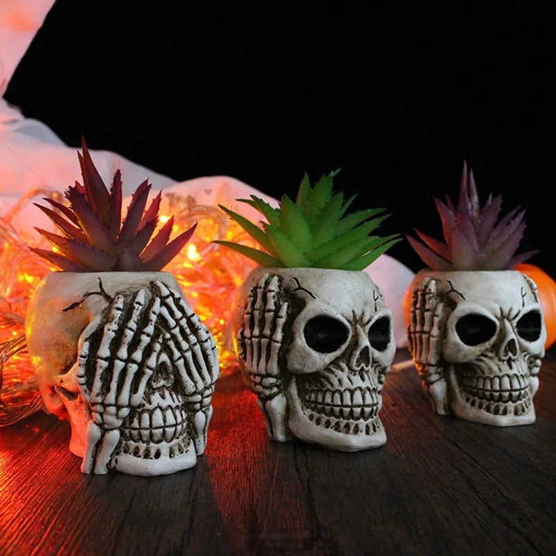 See no Evil, Speak no Evil, Hear no Evil Skull Planters