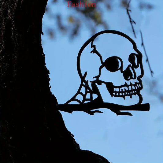 Spooky Skull Metal Silhouette Steel Sign - Add Spooky Touch