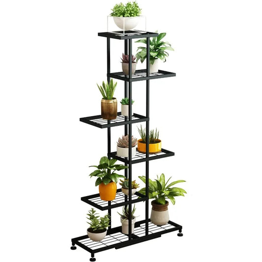 6-Tier Black Metal Plant Stand - Display Multiple Plants