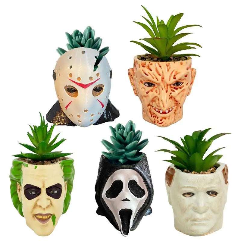 Succulent Planters Horror Icons: Freddy Krueger, Michael Meyers, Jason Voorhees, Beetlejuice, Ghostface