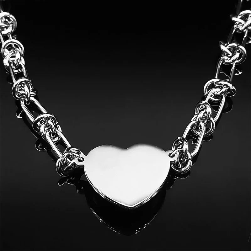 Red Heart Stainless Steel Pendant + Chain Necklace