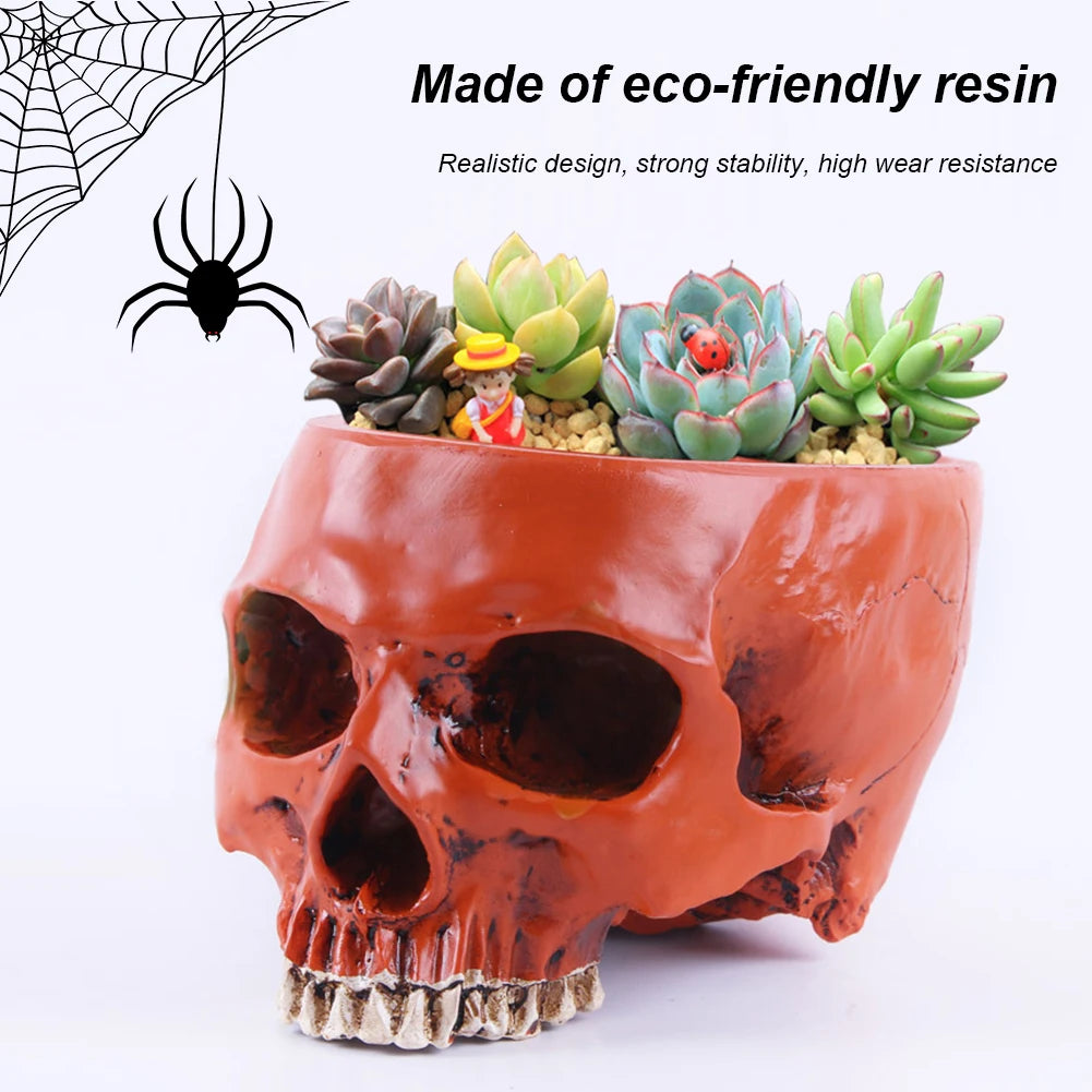 Skull Flower Pot (Beige, White, or Red) | Unique Planter