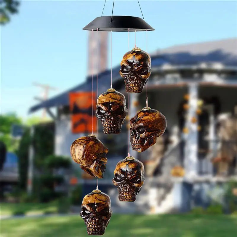 Skull/Ghost Wind Chimes Solar-Powered LED Light | Outdoor Decor