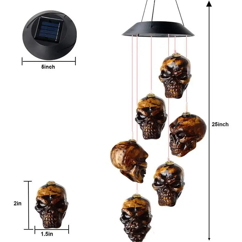 Skull/Ghost Wind Chimes Solar-Powered LED Light | Outdoor Decor