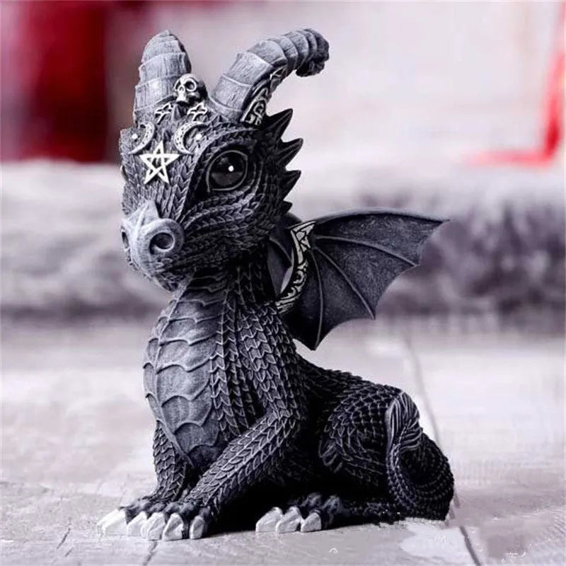 Goth Black Dragon Snake Griffin Unicorn Statue | Unique Home Decor