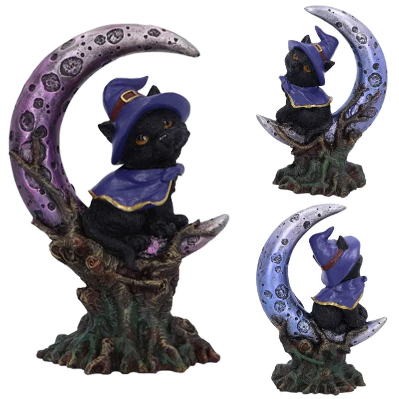 Witch Cat and Moon Statue