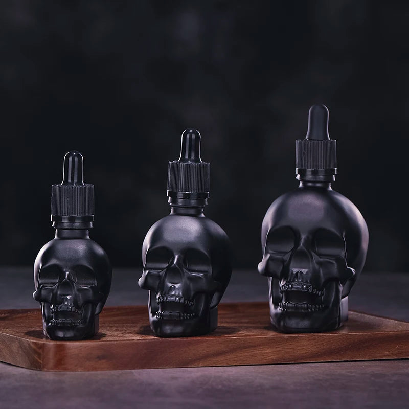 Glass Skull Dropper Bottle- Black or Transparent