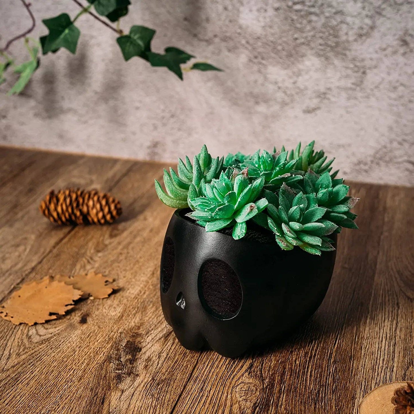 Ghost Geometrical Black Plant Planter Pot 6" Deep Polyresin