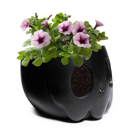 Ghost Geometrical Black Plant Planter Pot 6" Deep Polyresin